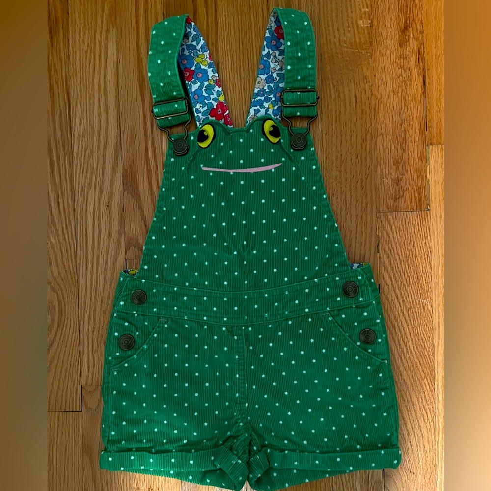 Boden short cord overalls, Iguana Green Frog, size 2-3yr